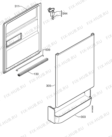 Взрыв-схема посудомоечной машины Zanussi DWS663 - Схема узла Door 003